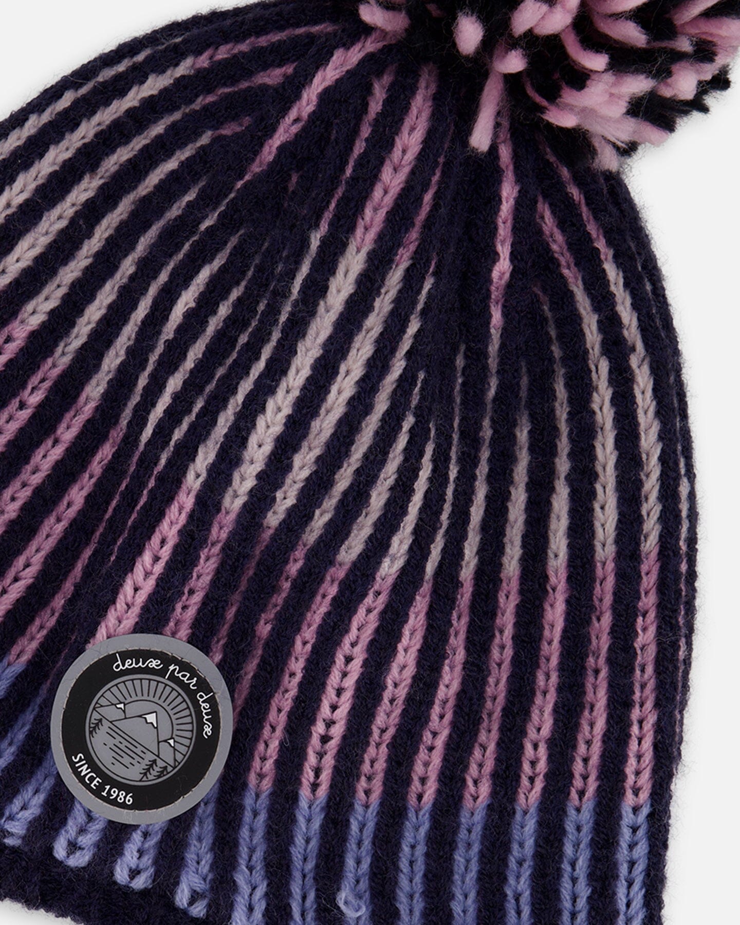 Lined Peruvian Knit Pompom Hat Black And Purple - Prime Devine SupplyH10Z13_000_2/4Winter Accessories2/4