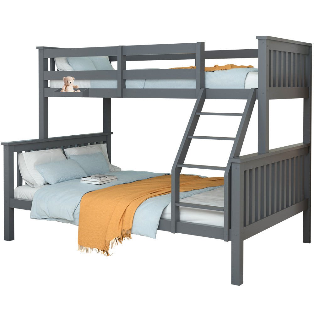 NNEMB Bunk Bed Triple Wooden Single Over Double Beds for Kids - Solid Pine Wood - Convertible Design - Grey - Prime Devine SupplyBEDDBBKS02GAKids Furniture