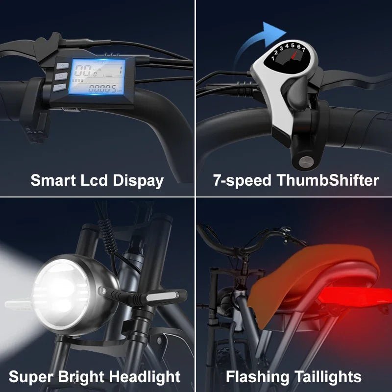 2024 New Arrival X50 Off - road Electric Dirt Bikes 14Ah 25KM/H 20MPH Fat Biked Electric Ebike Fat 20*4 Inch 750w Electric Bike - Prime Devine Supply14:10BlackBlack