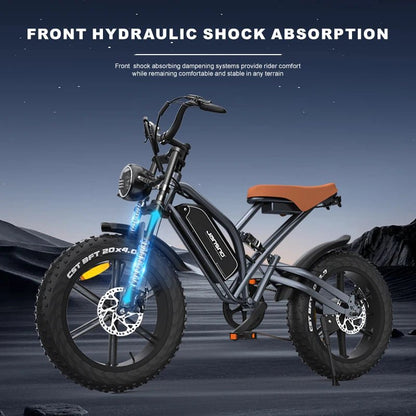 2024 New Arrival X50 Off - road Electric Dirt Bikes 14Ah 25KM/H 20MPH Fat Biked Electric Ebike Fat 20*4 Inch 750w Electric Bike - Prime Devine Supply14:10BlackBlack