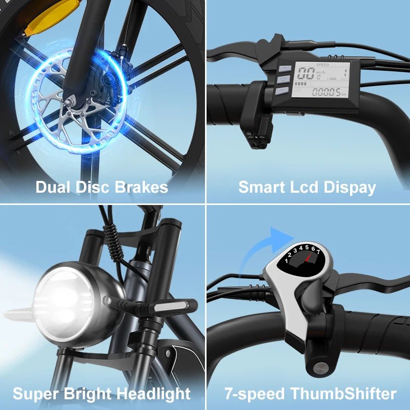 2024 New Arrival X50 Off - road Electric Dirt Bikes 14Ah 25KM/H 20MPH Fat Biked Electric Ebike Fat 20*4 Inch 750w Electric Bike - Prime Devine Supply14:10BlackBlack