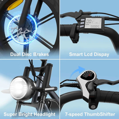 2024 New Arrival X50 Off - road Electric Dirt Bikes 14Ah 25KM/H 20MPH Fat Biked Electric Ebike Fat 20*4 Inch 750w Electric Bike - Prime Devine Supply14:10BlackBlack