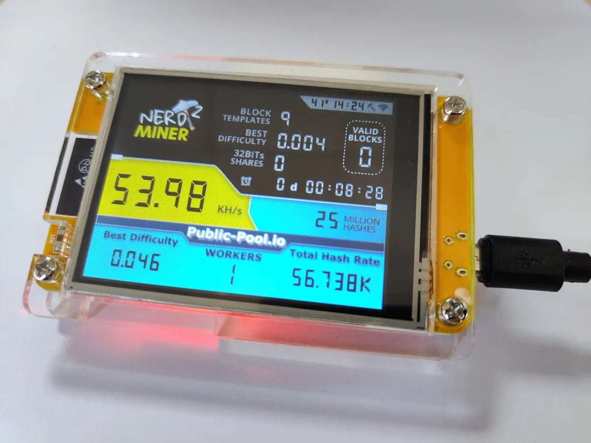 2.8 Inch NerdMiner V2 Hashrate, Smart Display, Crypto Solo, Lottery, Nerd Miner, Bitcoin Miner ESP32 - 2432S028R, 49 k/S - Prime Devine Supply14:366NerdMiner V2 1.6.3NerdMiner V2 1.6.3
