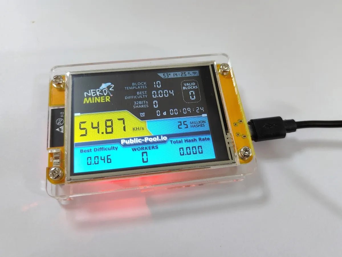 2.8 Inch NerdMiner V2 Hashrate, Smart Display, Crypto Solo, Lottery, Nerd Miner, Bitcoin Miner ESP32 - 2432S028R, 49 k/S - Prime Devine Supply14:366NerdMiner V2 1.6.3NerdMiner V2 1.6.3