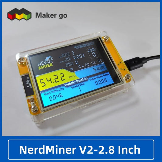 2.8 Inch NerdMiner V2 Hashrate, Smart Display, Crypto Solo, Lottery, Nerd Miner, Bitcoin Miner ESP32 - 2432S028R, 49 k/S - Prime Devine Supply14:366NerdMiner V2 1.6.3NerdMiner V2 1.6.3