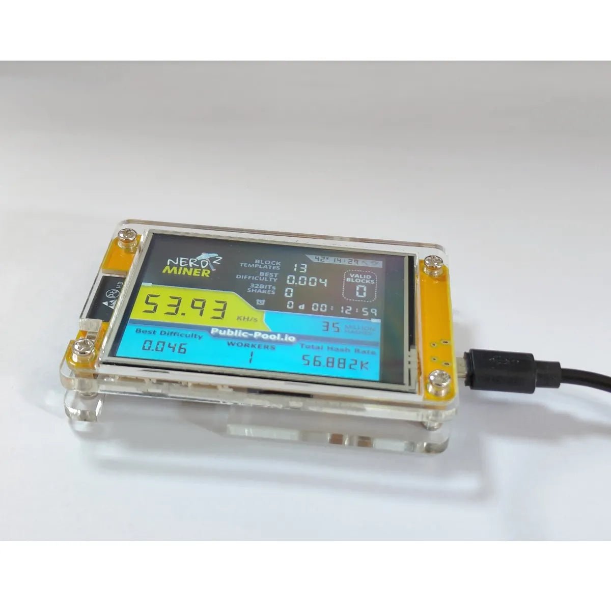 2.8 Inch NerdMiner V2 Hashrate, Smart Display, Crypto Solo, Lottery, Nerd Miner, Bitcoin Miner ESP32 - 2432S028R, 49 k/S - Prime Devine Supply14:366NerdMiner V2 1.6.3NerdMiner V2 1.6.3