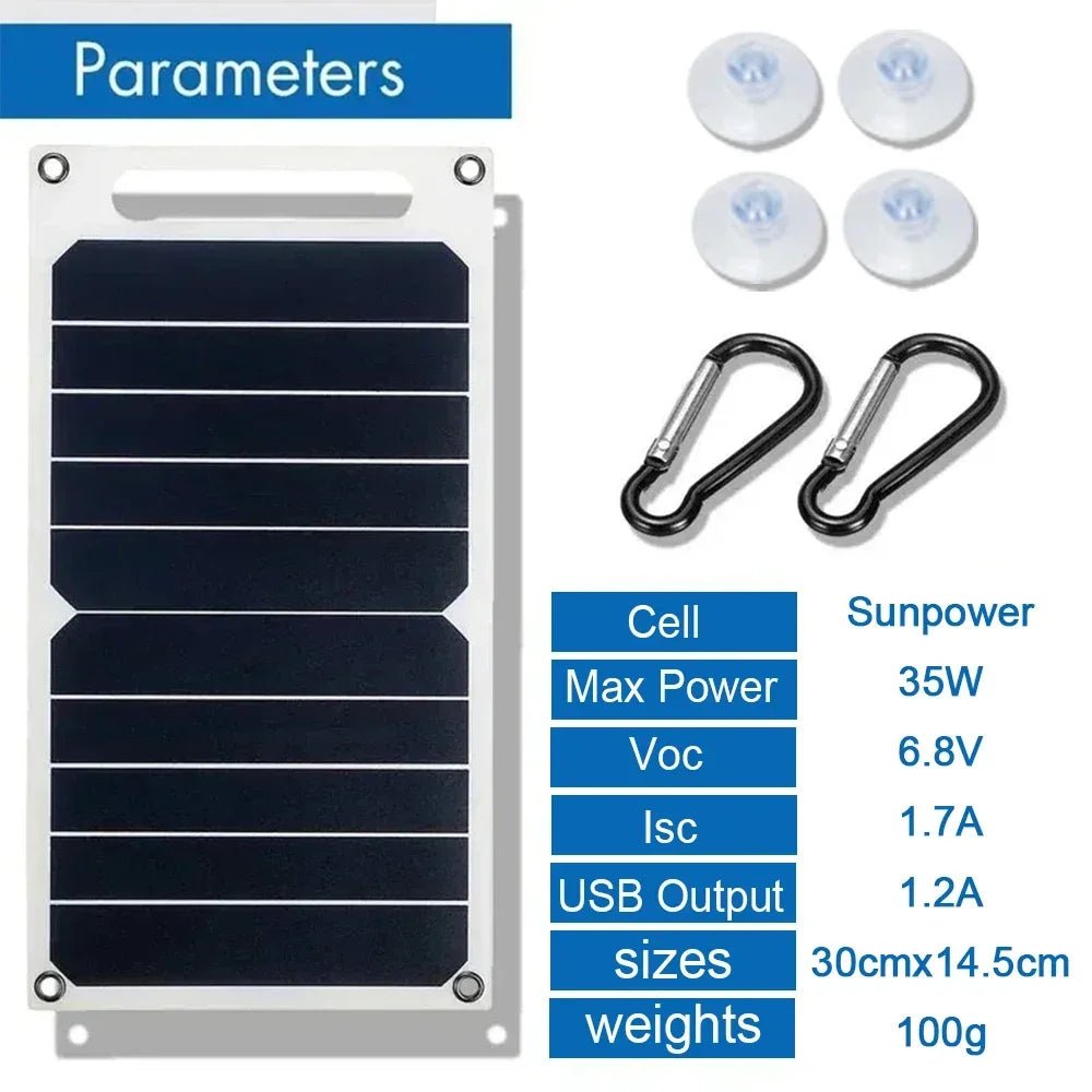 35W Sunpower Portable Solar Panel 5V Solar Plate WithUSB Safe Stabilize Charger ForPower Bank Phone Outdoor Camping Home RV Gift - Prime Devine Supply14:2935W 5V35W 5V