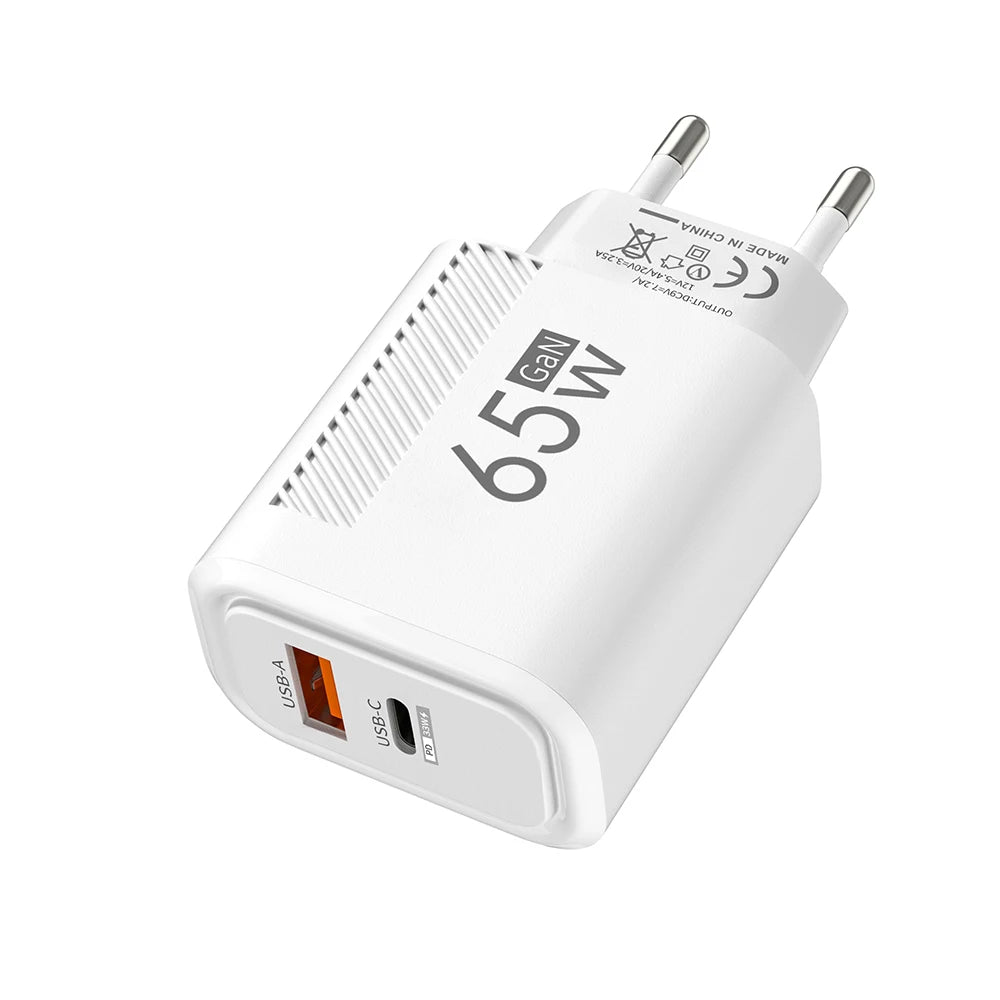 65W GaN Fast Charging USB Type C Charger US EU Plug PD 3.0 Quick Charge Travel Wall Charger For Phone Adapter For iPhone Samsung - Prime Devine Supply14:29EU Plug WhiteEU Plug White