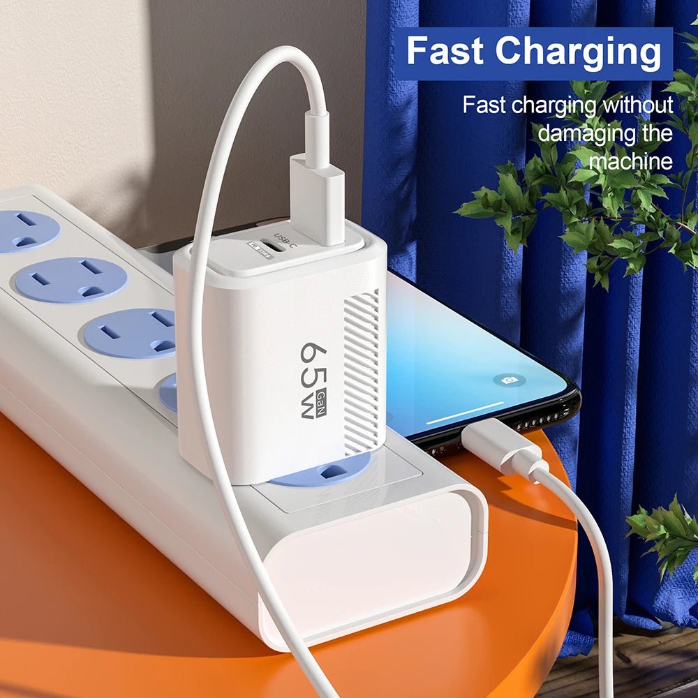 65W GaN Fast Charging USB Type C Charger US EU Plug PD 3.0 Quick Charge Travel Wall Charger For Phone Adapter For iPhone Samsung - Prime Devine Supply14:175US Plug WhiteUS Plug White
