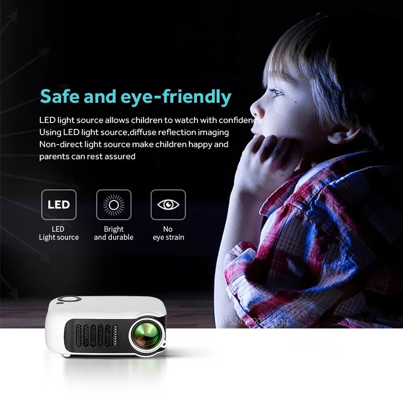 AUN A2000 Mini Projector Home Theater Portable Projector 3D LED Smartphone TV Laser Beamer for Full HD 1080P Video Cinema - Prime Devine Supply14:201441169Black;200009209:201447605Black