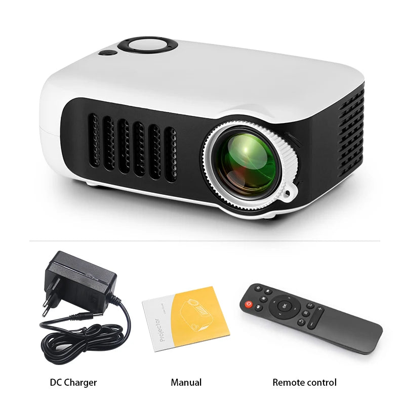 AUN A2000 Mini Projector Home Theater Portable Projector 3D LED Smartphone TV Laser Beamer for Full HD 1080P Video Cinema - Prime Devine Supply14:201441170White;200009209:201447606White