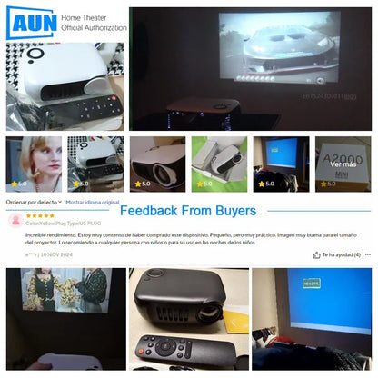 AUN A2000 Mini Projector Home Theater Portable Projector 3D LED Smartphone TV Laser Beamer for Full HD 1080P Video Cinema - Prime Devine Supply14:201441169Black;200009209:201447605Black