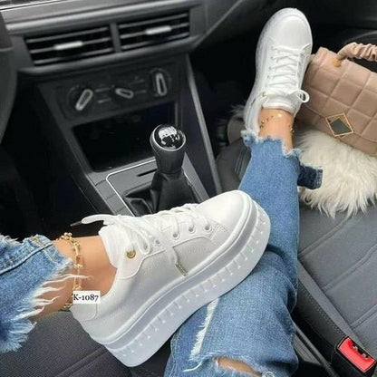 Casual Platform Women's Shoes Flat Womens Sneakers - Prime Devine Supply14:29White;200000124:1394White