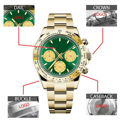 Corgeut 39mm Watch Quartz for Men Luxury Chronograph Fashion Sapphire Trendy Stylish Sports Mens Steel Band Wrist Watches - Prime Devine Supply14:35085012;5:56964930No logo12