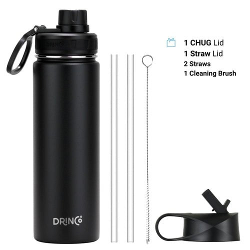 DRINCO® 22oz Stainless Steel Sport Water Bottle - Black - Prime Devine SupplySS-CY0002-001SS - CY0002 - 001