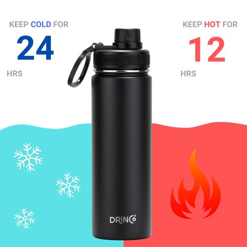 DRINCO® 22oz Stainless Steel Sport Water Bottle - Black - Prime Devine SupplySS-CY0002-001SS - CY0002 - 001