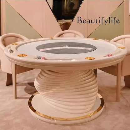 High - end Italian light luxury club multi - person round Depu poker table chip table Texas entertainment chess and card room - Prime Devine Supply14:200006154customizedcustomized