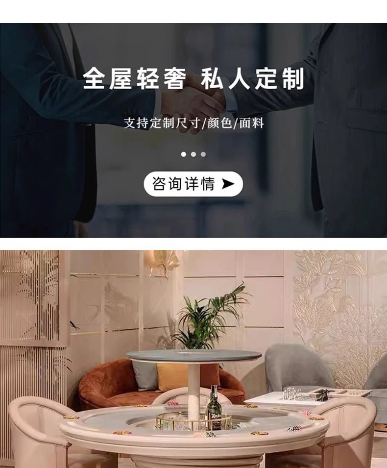 High - end Italian light luxury club multi - person round Depu poker table chip table Texas entertainment chess and card room - Prime Devine Supply14:200006154customizedcustomized