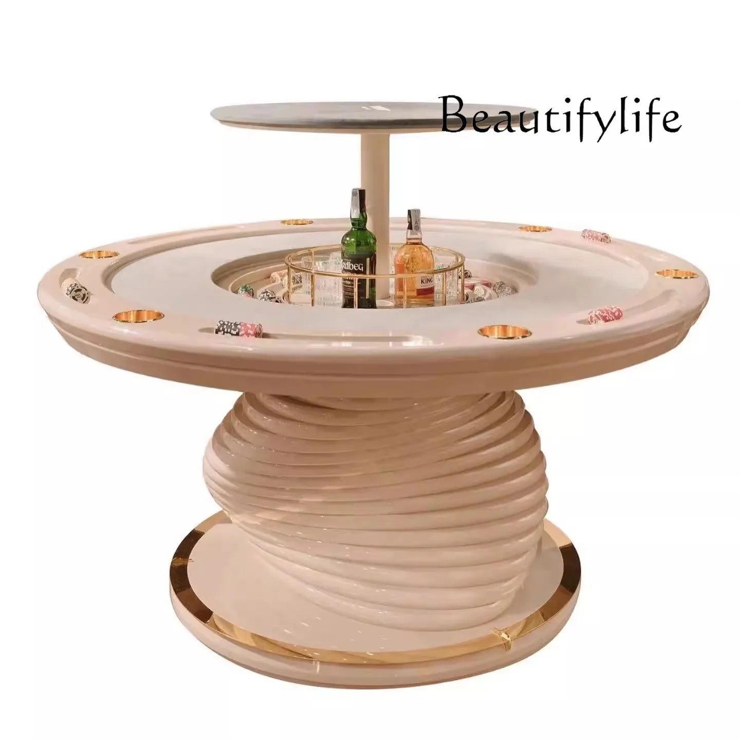 High - end Italian light luxury club multi - person round Depu poker table chip table Texas entertainment chess and card room - Prime Devine Supply14:200006154customizedcustomized