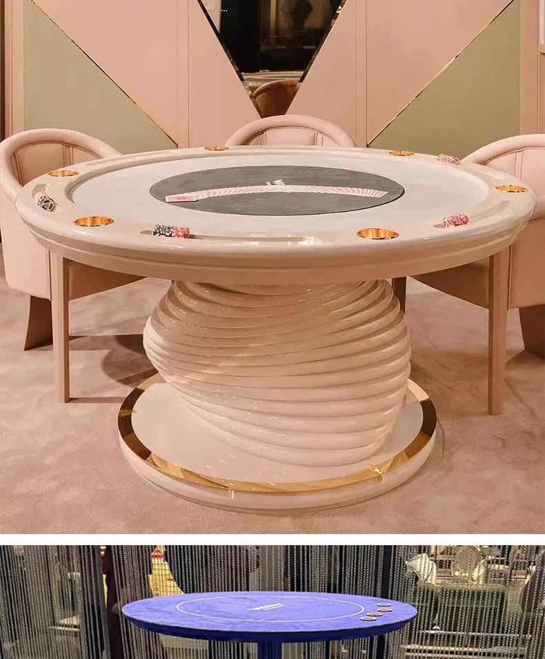 High - end Italian light luxury club multi - person round Depu poker table chip table Texas entertainment chess and card room - Prime Devine Supply14:200006154customizedcustomized