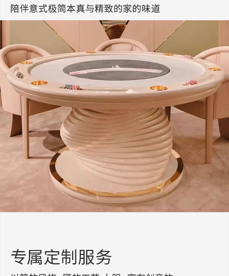 High - end Italian light luxury club multi - person round Depu poker table chip table Texas entertainment chess and card room - Prime Devine Supply14:200006154customizedcustomized