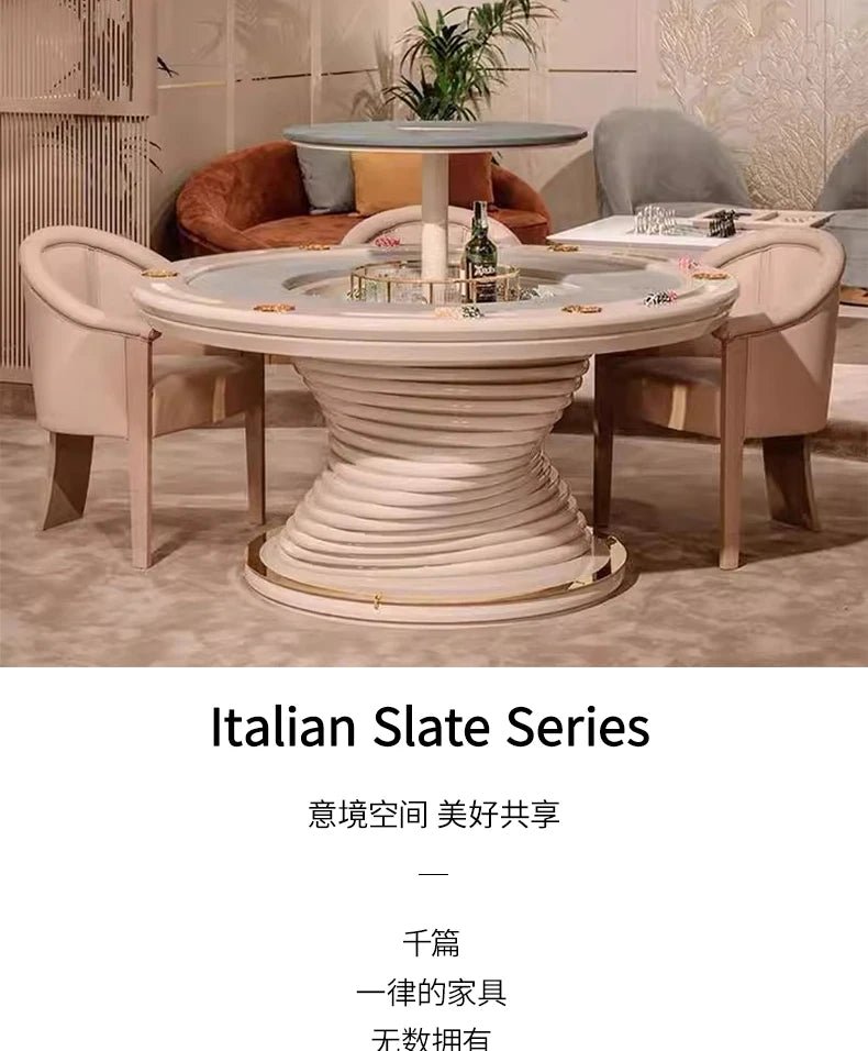 High - end Italian light luxury club multi - person round Depu poker table chip table Texas entertainment chess and card room - Prime Devine Supply14:200006154customizedcustomized