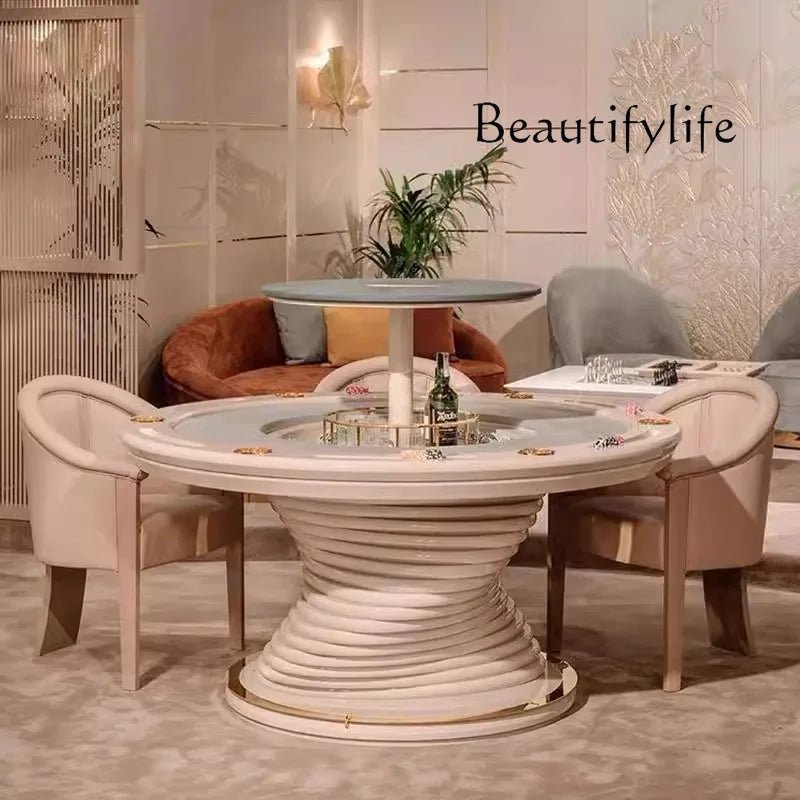 High - end Italian light luxury club multi - person round Depu poker table chip table Texas entertainment chess and card room - Prime Devine Supply14:200006154customizedcustomized