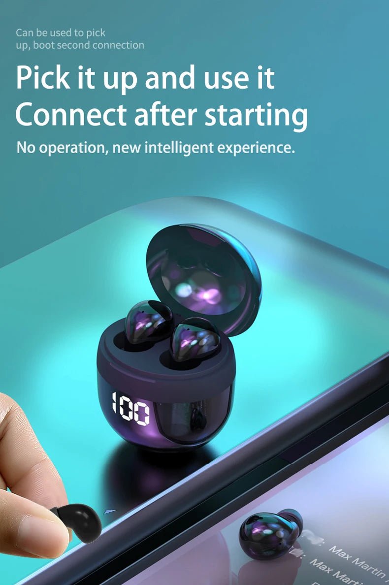Invisible Headphones TWS Mini Earphones Wireless Bluetooth 5.3 Earbuds with Microphone Noise Reduction In - Ear Headset for Phone - Prime Devine Supply14:175BlackBlack