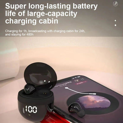 Invisible Headphones TWS Mini Earphones Wireless Bluetooth 5.3 Earbuds with Microphone Noise Reduction In - Ear Headset for Phone - Prime Devine Supply14:175BlackBlack