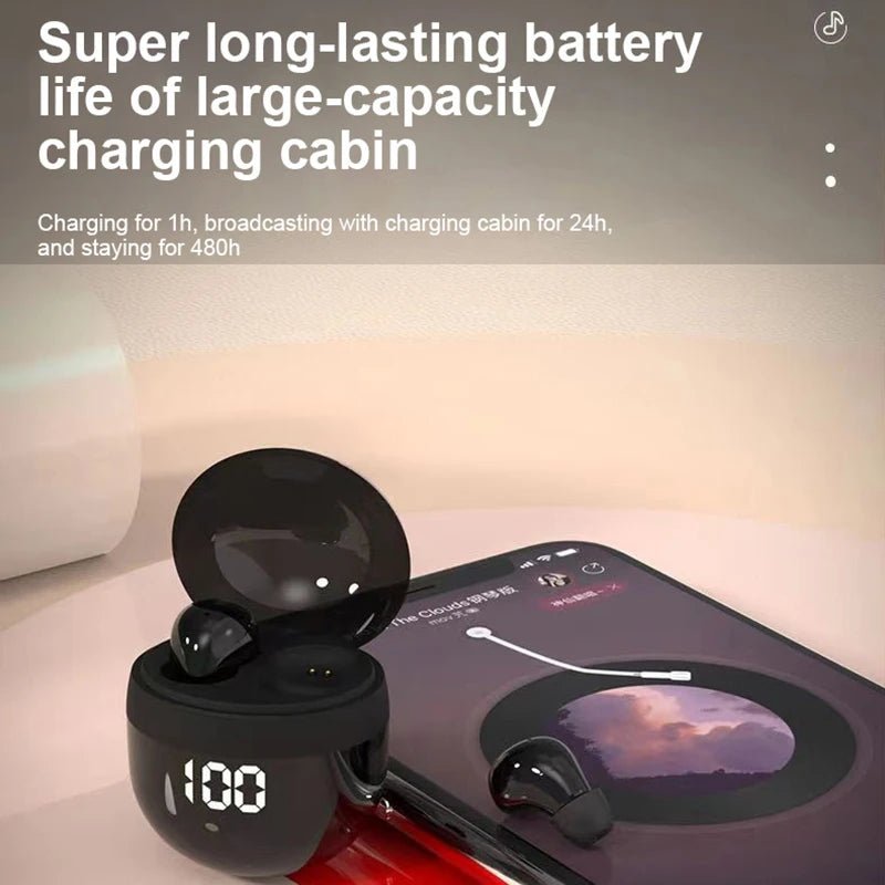 Invisible Headphones TWS Mini Earphones Wireless Bluetooth 5.3 Earbuds with Microphone Noise Reduction In - Ear Headset for Phone - Prime Devine Supply14:175BlackBlack