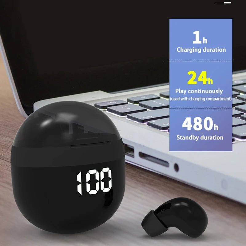 Invisible Headphones TWS Mini Earphones Wireless Bluetooth 5.3 Earbuds with Microphone Noise Reduction In - Ear Headset for Phone - Prime Devine Supply14:175BlackBlack