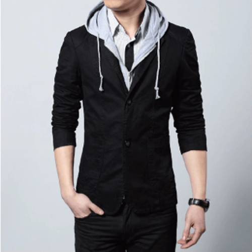 Mens Street Style Hooded Blazer - Prime Devine SupplyCMU30231C47-BLK-SBlack