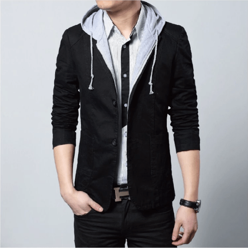 Mens Street Style Hooded Blazer - Prime Devine SupplyCMU30231C47-BLK-MBlack