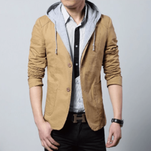 Mens Street Style Hooded Blazer - Prime Devine SupplyCMU30231C47-KHK-MKhaki