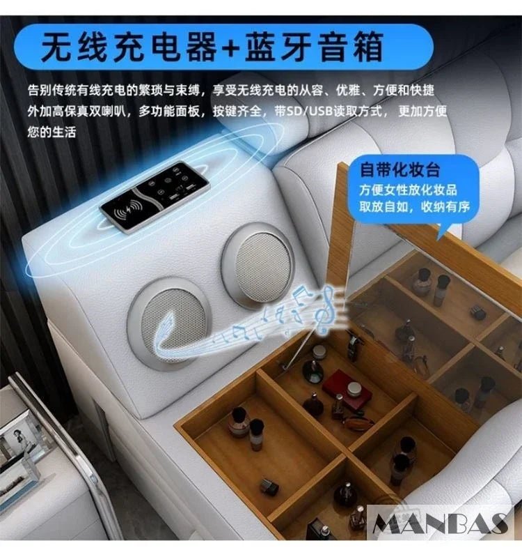 MINGDIBAO Tech Smart Genuine Leather Bed | Multifunctional Ultimate Beds | Massage Tatami Bed with Projecter | Upholstered Cama - Prime Devine Supply14:173bed with hig boxbed with hig box