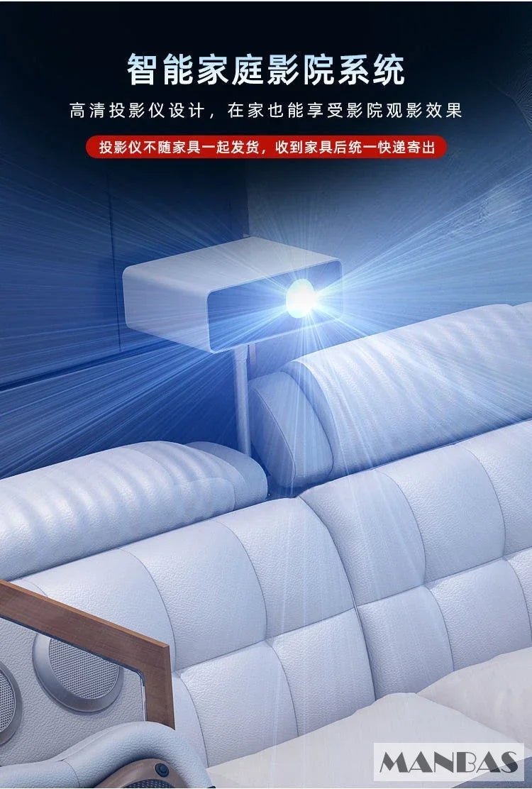 MINGDIBAO Tech Smart Genuine Leather Bed | Multifunctional Ultimate Beds | Massage Tatami Bed with Projecter | Upholstered Cama - Prime Devine Supply14:173bed with hig boxbed with hig box
