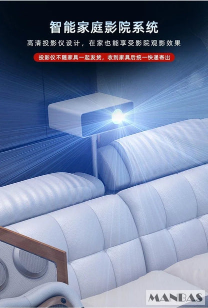 MINGDIBAO Tech Smart Genuine Leather Bed | Multifunctional Ultimate Beds | Massage Tatami Bed with Projecter | Upholstered Cama - Prime Devine Supply14:173bed with hig boxbed with hig box