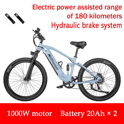 Nathaniel E - Bike,1000W Brushless Motor,27.5"Adult E - Mountain Bike,45Ah large capacity batteries,7 speed,45KM/H,Outdoor Trip Bike - Prime Devine Supply14:10Grey-40Ah;200007763:201336100Grey - 40Ah