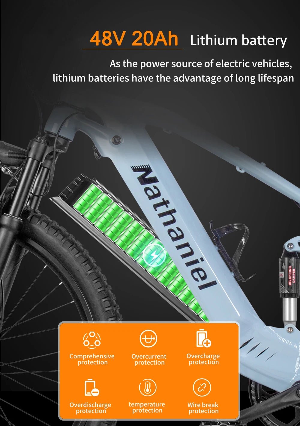 Nathaniel E - Bike,1000W Brushless Motor,27.5"Adult E - Mountain Bike,45Ah large capacity batteries,7 speed,45KM/H,Outdoor Trip Bike - Prime Devine Supply14:200002984Grey-45Ah;200007763:201336100Grey - 45Ah