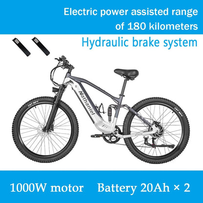 Nathaniel E - Bike,1000W Brushless Motor,27.5"Adult E - Mountain Bike,45Ah large capacity batteries,7 speed,45KM/H,Outdoor Trip Bike - Prime Devine Supply14:200006151Silver gray-40Ah;200007763:201336100Silver gray - 40Ah