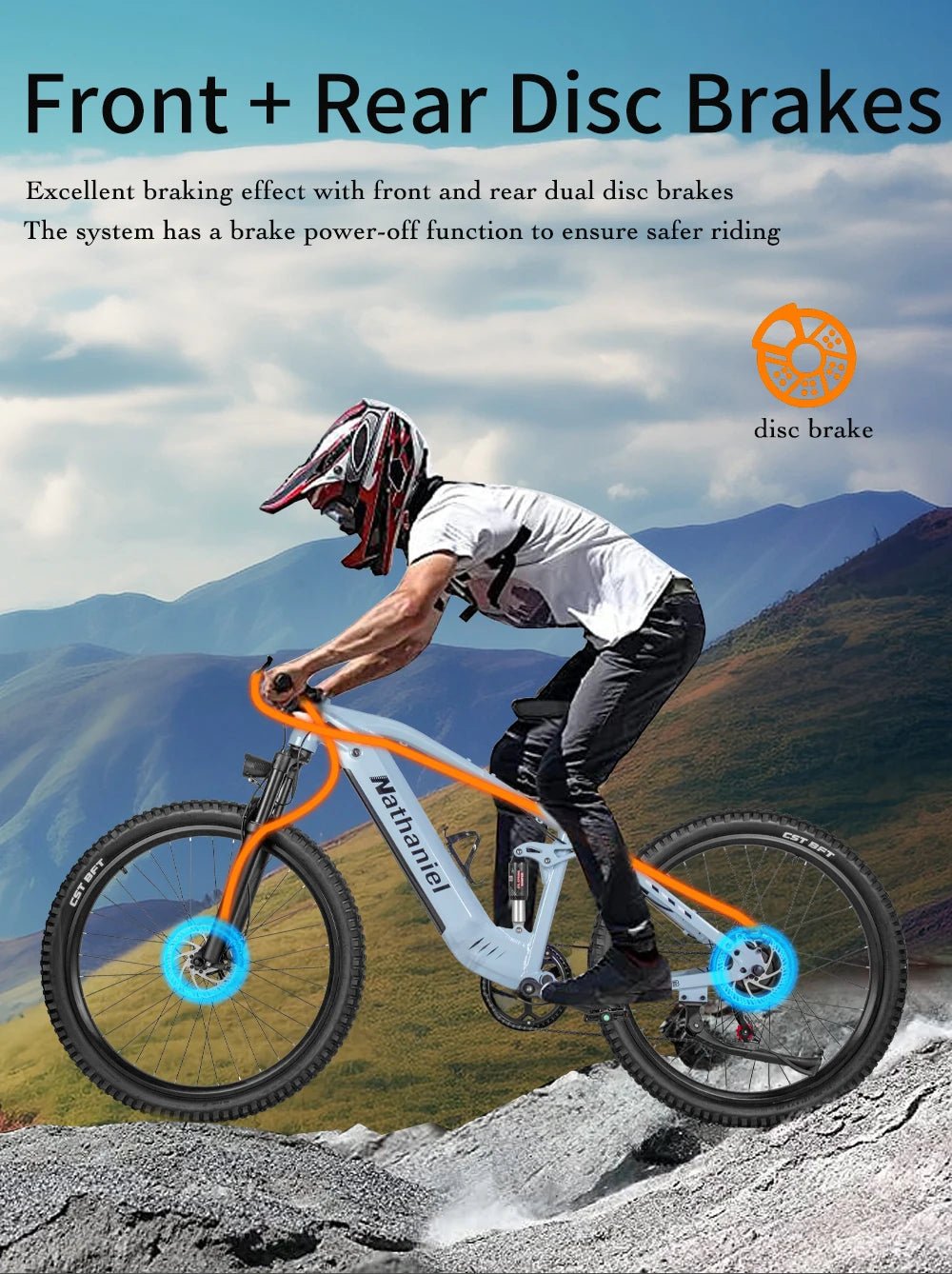 Nathaniel E - Bike,1000W Brushless Motor,27.5"Adult E - Mountain Bike,45Ah large capacity batteries,7 speed,45KM/H,Outdoor Trip Bike - Prime Devine Supply14:200002984Grey-45Ah;200007763:201336100Grey - 45Ah