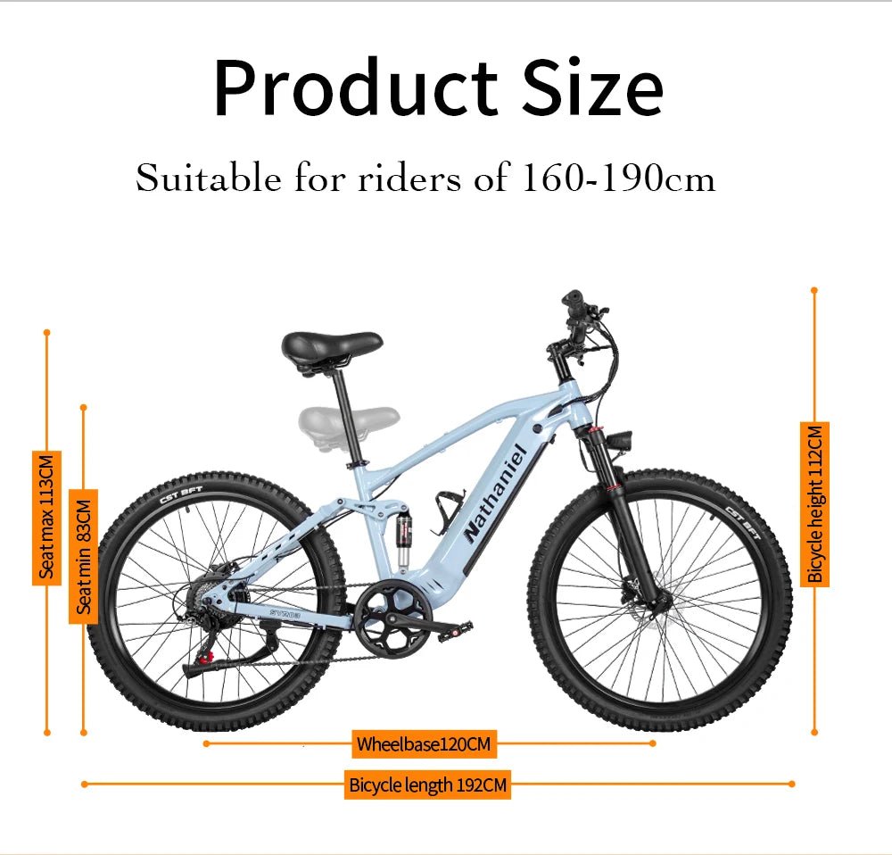 Nathaniel E - Bike,1000W Brushless Motor,27.5"Adult E - Mountain Bike,45Ah large capacity batteries,7 speed,45KM/H,Outdoor Trip Bike - Prime Devine Supply14:200002984Grey-45Ah;200007763:201336100Grey - 45Ah