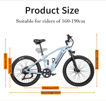 Nathaniel E - Bike,1000W Brushless Motor,27.5"Adult E - Mountain Bike,45Ah large capacity batteries,7 speed,45KM/H,Outdoor Trip Bike - Prime Devine Supply14:200002984Grey-45Ah;200007763:201336100Grey - 45Ah