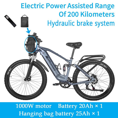 Nathaniel E - Bike,1000W Brushless Motor,27.5"Adult E - Mountain Bike,45Ah large capacity batteries,7 speed,45KM/H,Outdoor Trip Bike - Prime Devine Supply14:200006152Dark gray-45Ah;200007763:201336100Dark gray - 45Ah