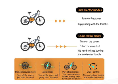 Nathaniel E - Bike,1000W Brushless Motor,27.5"Adult E - Mountain Bike,45Ah large capacity batteries,7 speed,45KM/H,Outdoor Trip Bike - Prime Devine Supply14:200002984Grey-45Ah;200007763:201336100Grey - 45Ah