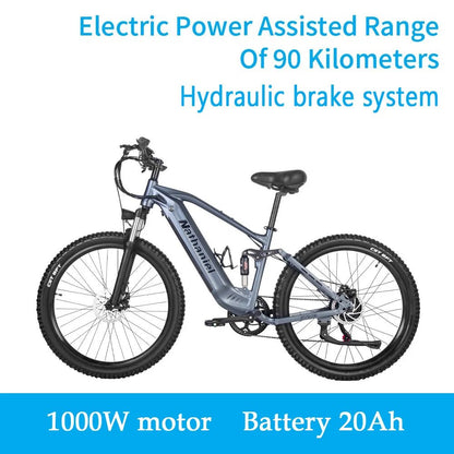 Nathaniel E - Bike,1000W Brushless Motor,27.5"Adult E - Mountain Bike,45Ah large capacity batteries,7 speed,45KM/H,Outdoor Trip Bike - Prime Devine Supply14:173Dark gray-20Ah;200007763:201336100Dark gray - 20Ah