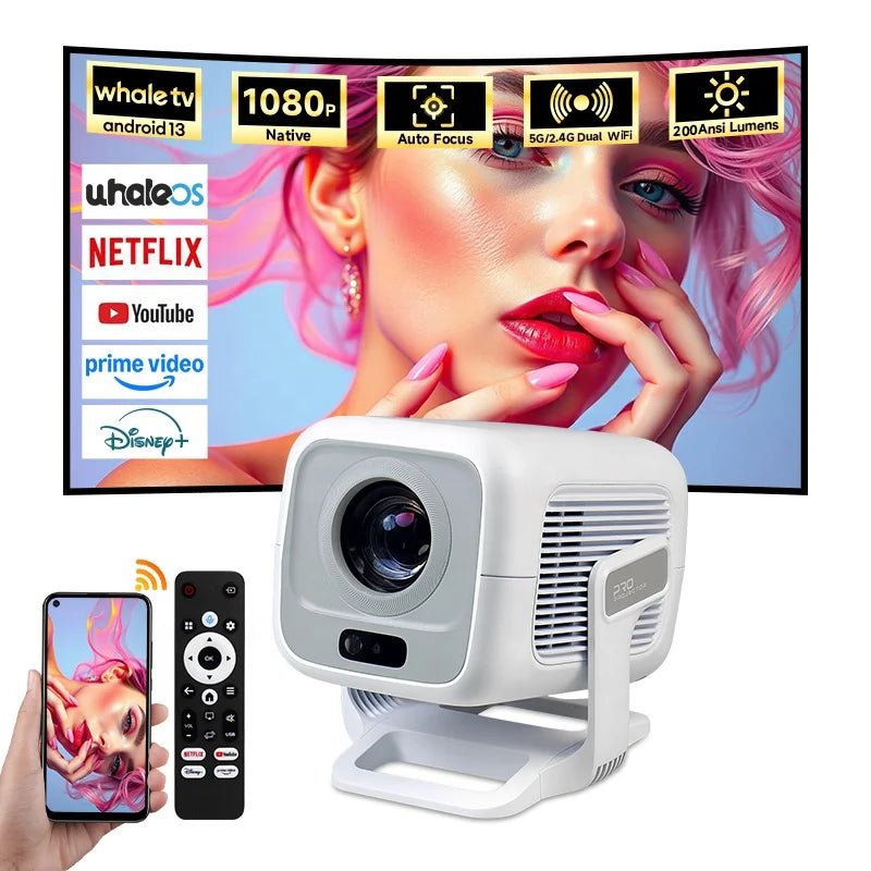 Netflix - Licensed Android 13 System 360°Adjustable Stand Smart 1080P WiFi Auto Focus Keystone Mini 4K Portable Outdoor Projector - Prime Devine Supply210194119:3270618None;210194177:3331185White;210214501:3237107AUNone