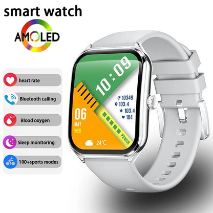 New Ultra Thin Smart Watch men 1.96" AMOLED 360*360 HD Pixel Display Always Show Time Call Reminder Smartwatch Ladies For huawei - Prime Devine Supply14:175Grey silicone tapeGrey silicone tape