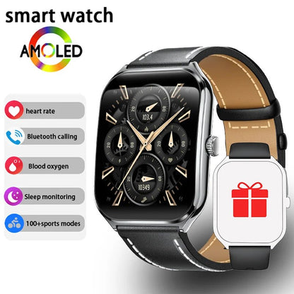 New Ultra Thin Smart Watch men 1.96" AMOLED 360*360 HD Pixel Display Always Show Time Call Reminder Smartwatch Ladies For huawei - Prime Devine Supply14:10Black beltBlack belt