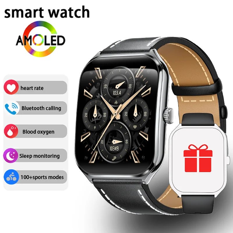 New Ultra Thin Smart Watch men 1.96" AMOLED 360*360 HD Pixel Display Always Show Time Call Reminder Smartwatch Ladies For huawei - Prime Devine Supply14:10Black beltBlack belt